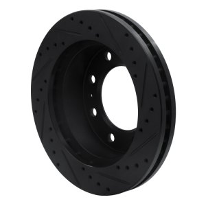 Chevrolet Silverado 3500 Brake Rotor (1) - Front Left - R1 Concepts - Drilled & Slotted - Black - `01-`25